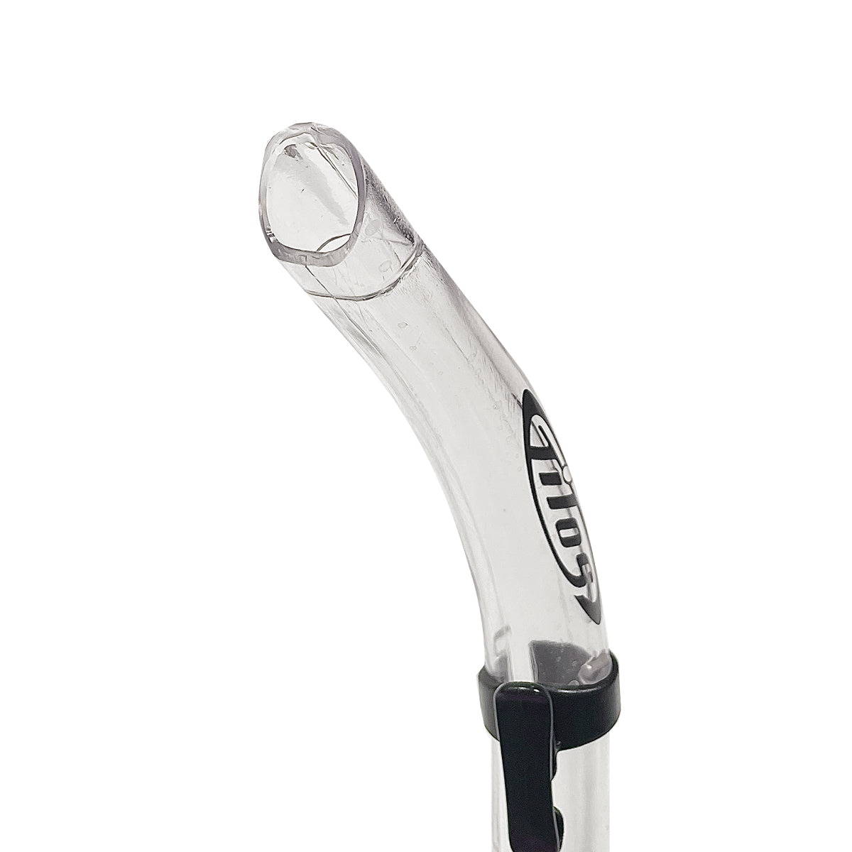 Tilos U-Pro Diver Purge Snorkel in clear — classic J-style snorkel