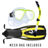 Fantasia Mask with Splash Snorkel and Saber OH Fins Package