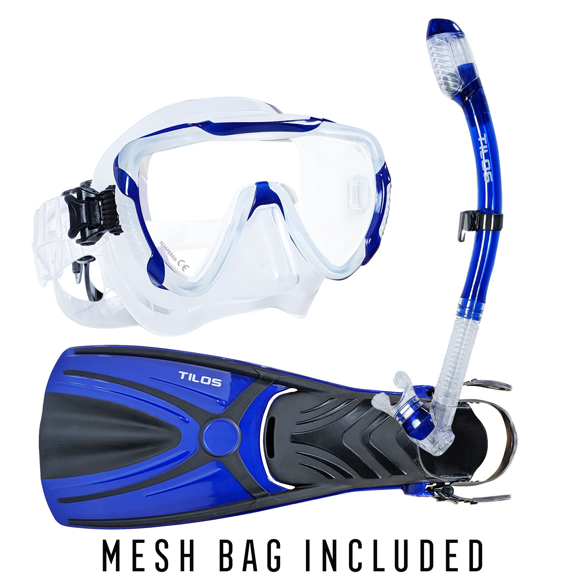 Morphi Mask with Diver Sleek Dry Snorkel and Aubade Fins Package