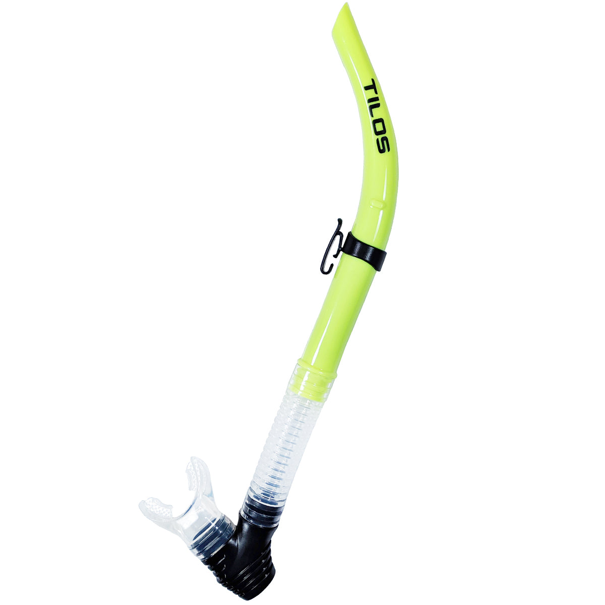 Tilos U-Pro Diver Purge Snorkel in yellow — classic J-style snorkel