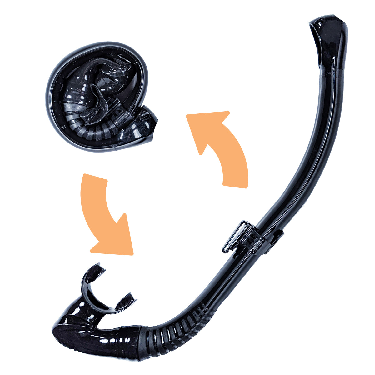 Spiral Freediving Snorkel - Compact Foldable Backup Snorkel