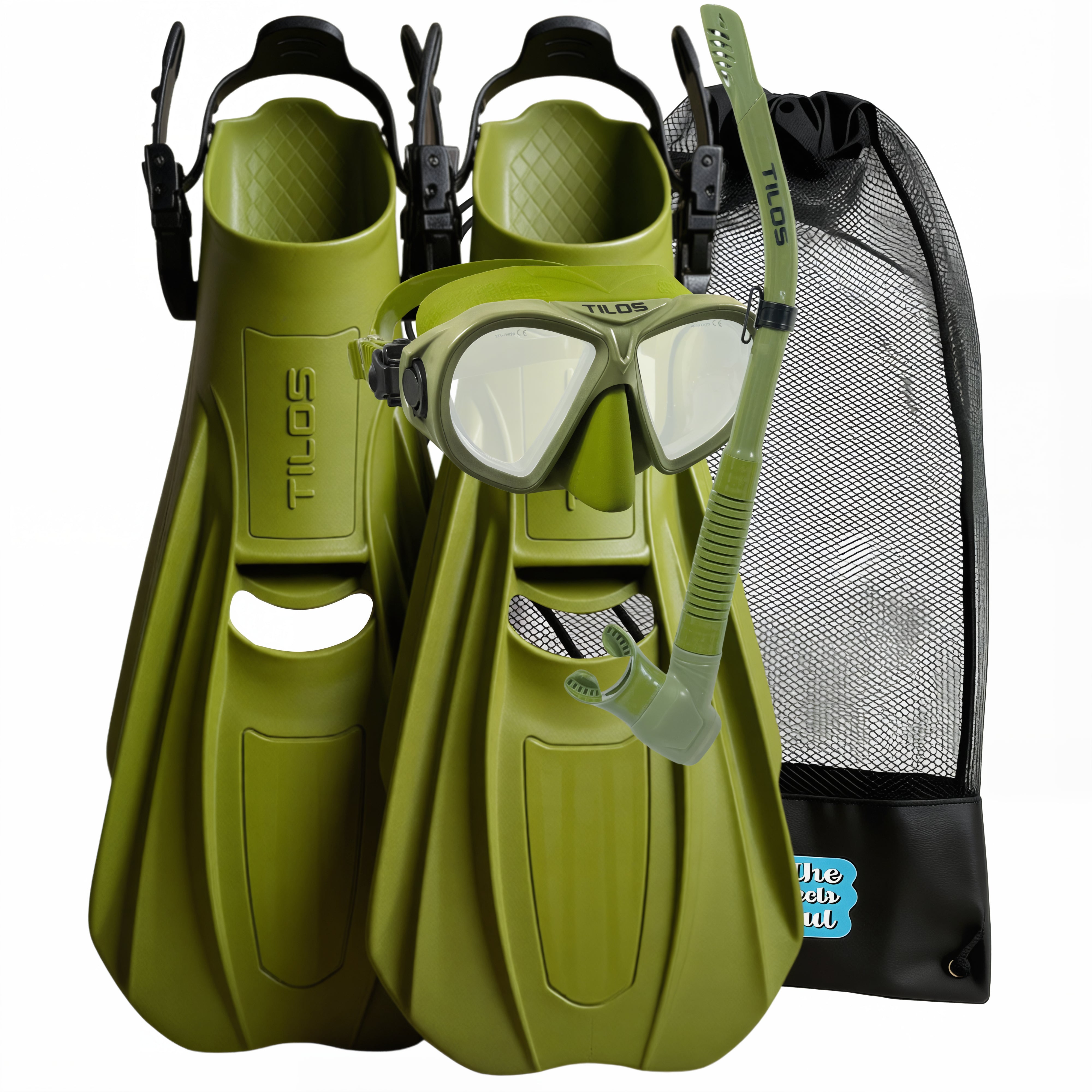 Aquastalk Mask with Hi-Flow II Semi-Dry Snorkel and Technix  OH Fins