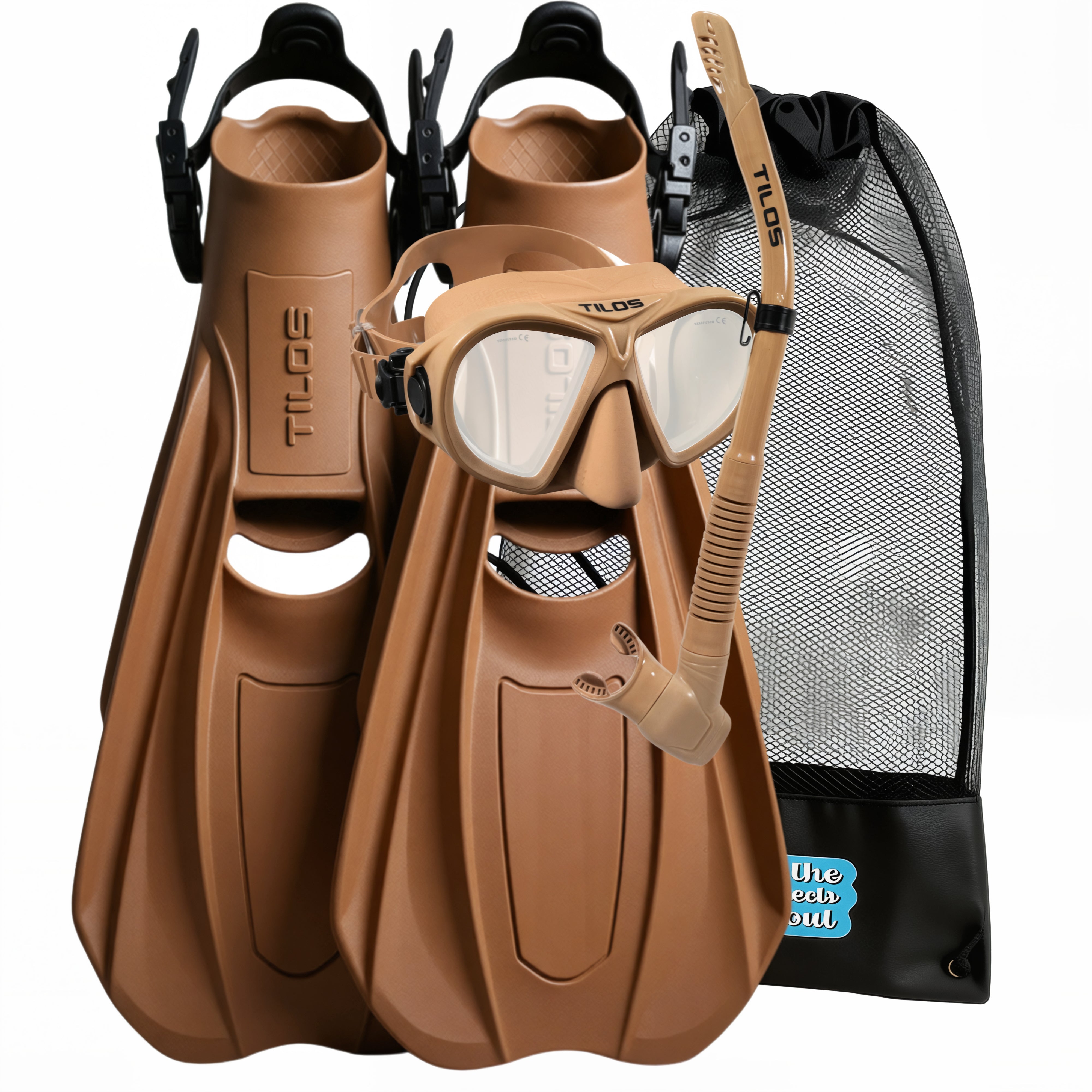 Aquastalk Mask with Hi-Flow II Semi-Dry Snorkel and Technix  OH Fins