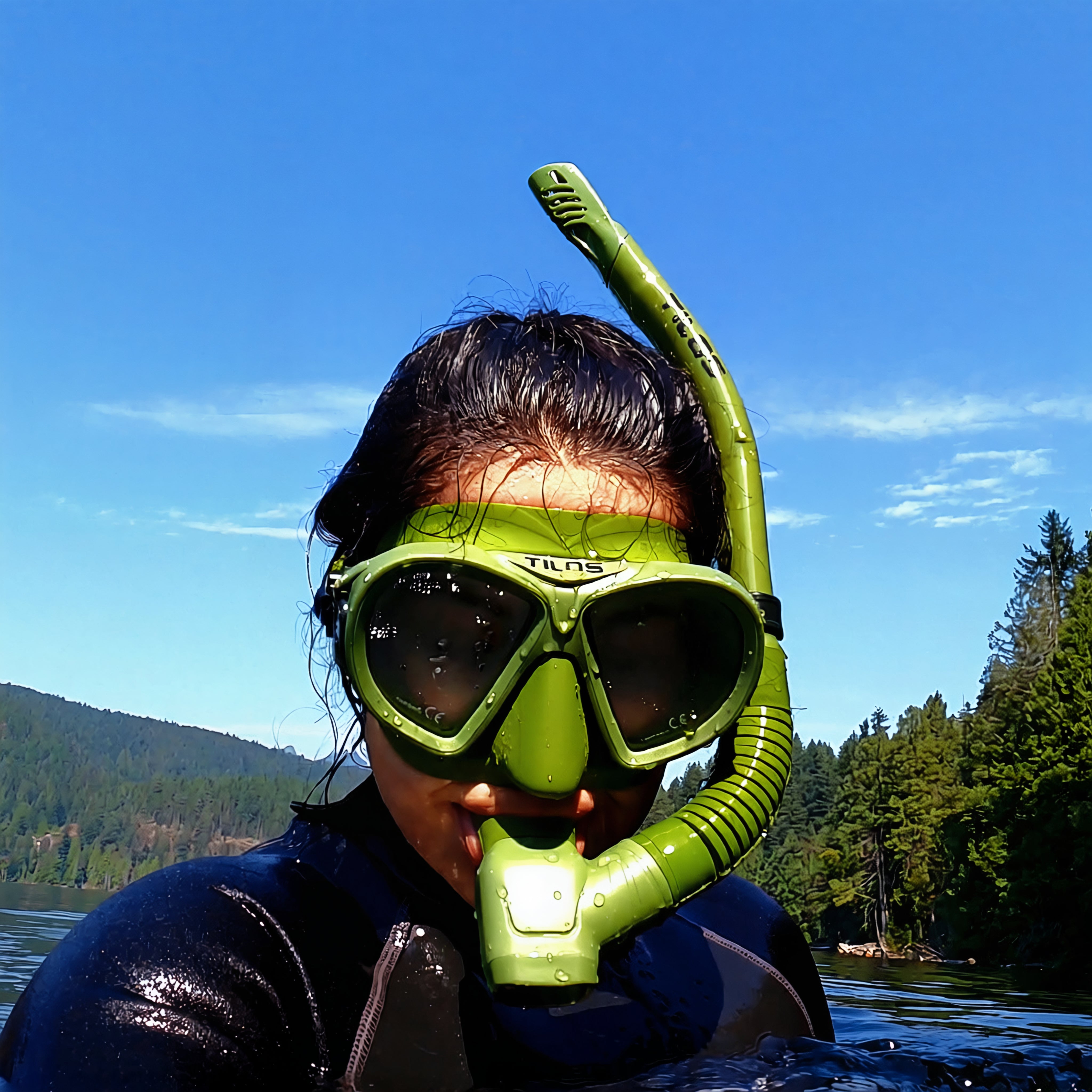 Aquastalk Mask with Hi-Flow II Semi-Dry Snorkel and Technix  OH Fins