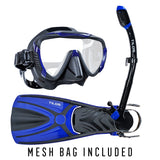 Morphi Mask with Diver Sleek Dry Snorkel and Aubade Fins Package