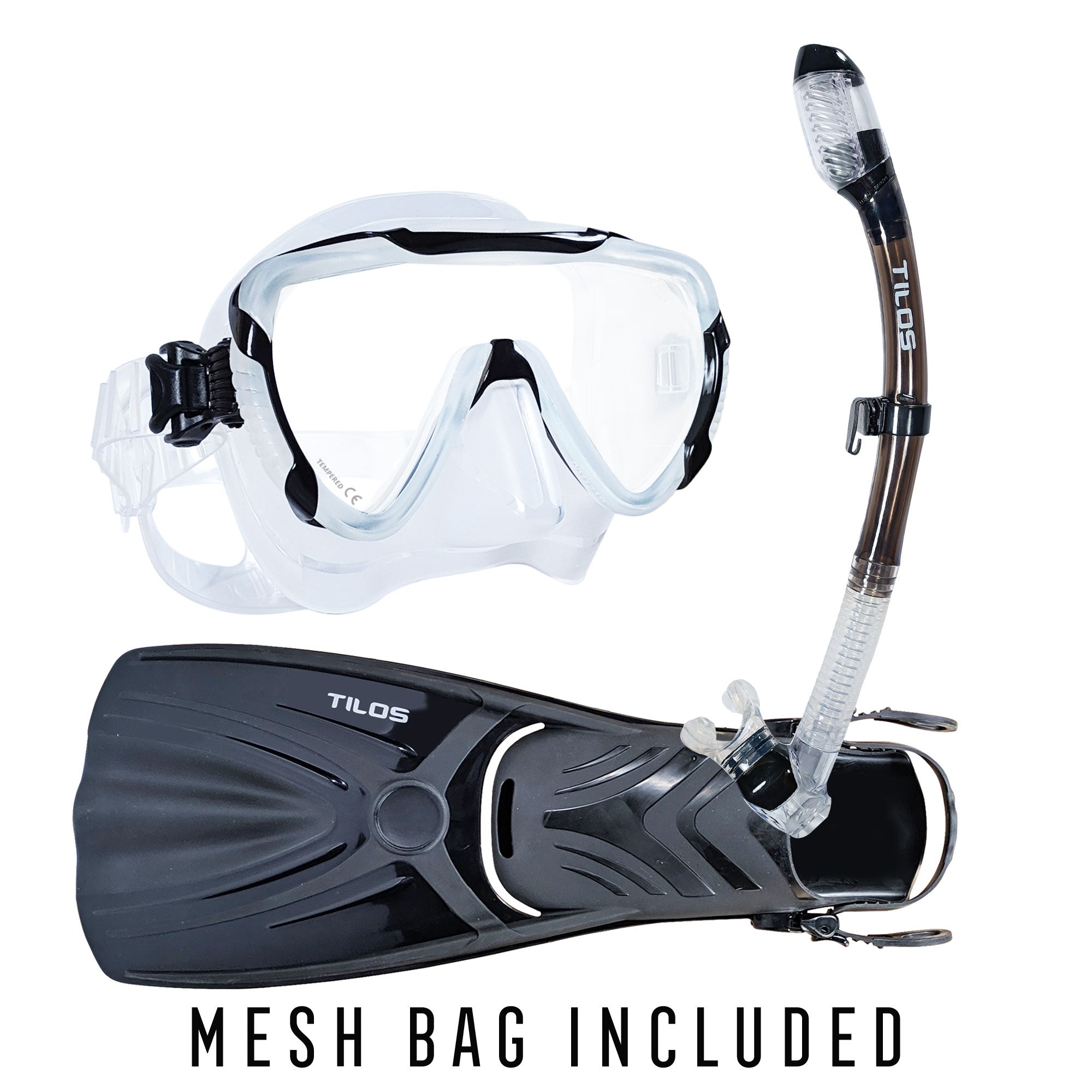 Morphi Mask with Diver Sleek Dry Snorkel and Aubade Fins Package